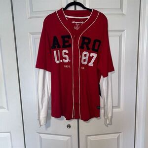 Aeropostale Men's M Red Graphic Long Sleeve Sporty T-Shirt